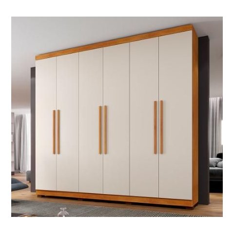 Guarda Roupa New Master 6 Portas Benetil Móveis - Cinamomo/off White