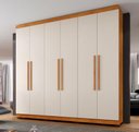 Ver imagem 1 de Guarda Roupa Casal 6 Portas 4 Gavetas 210cm New Master Cinamomo/Off White - Benetil