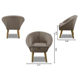Kit 2 Poltronas Para Sala Decorativa Milena Veludo Cappuccino Adonai Estofados - 2