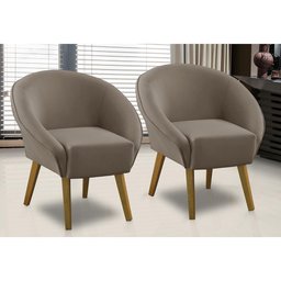 Kit 2 Poltronas Para Sala Decorativa Milena Veludo Cappuccino Adonai Estofados - 1