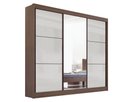 Ver imagem 1 de Guarda Roupa Cristal Casal 3 Portas Ripado sem Pés 6 Gavetas D Doro Castanho/Off White