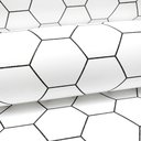 Ver imagem 2 de Papel de Parede Colmeia Geométrico Branco e Preto+ Cola para Aplicação