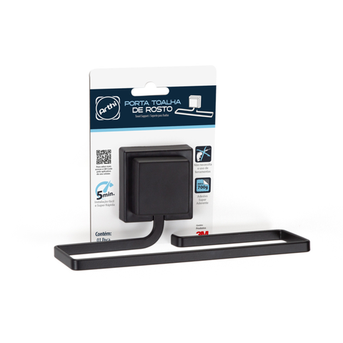 Porta Toalha de Rosto Black Piatina 3m 2596 Arthi