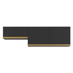 Kit 2 Armários de Cozinha Aéreos 3 Portas Veneza Multimóveis Mp2145 Preto/dourado - 3