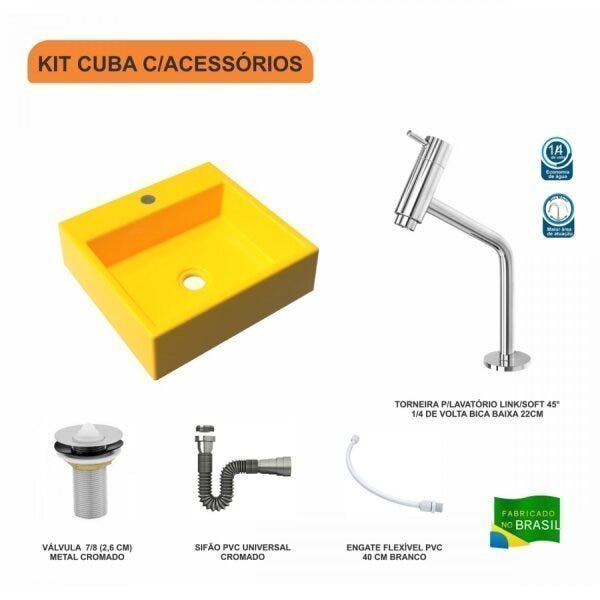 Kit Cuba Q395 Torneira Pratika 1060 Metal Válvula 1 Polegada Sifão Cromado Flexível Compace - 3