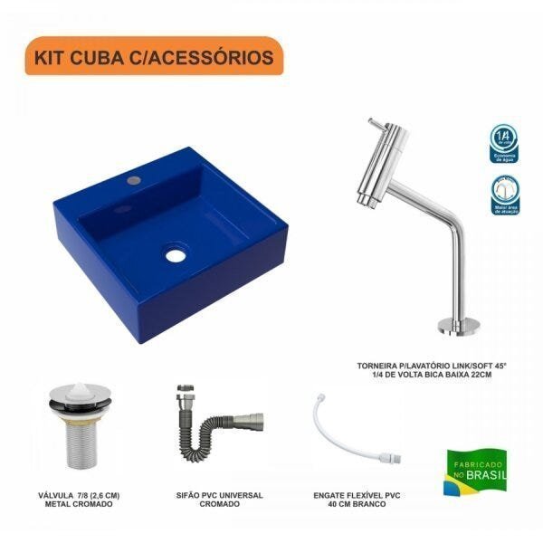 Kit Cuba Q395 Torneira Pratika 1060 Metal Válvula 1 Polegada Sifão Cromado Flexível Compace - 3