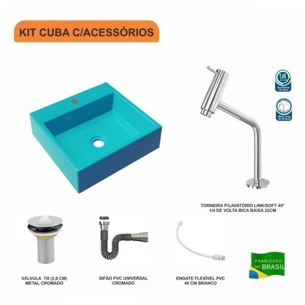Kit Cuba Q395 Torneira Pratika 1060 Metal Válvula 1 Polegada Sifão Cromado Flexível Compace - 3