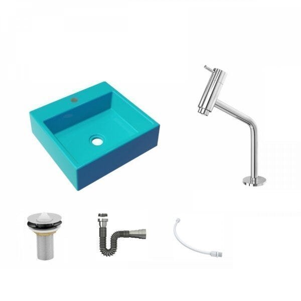Kit Cuba Q395 Torneira Pratika 1060 Metal Válvula 1 Polegada Sifão Cromado Flexível Compace - 2
