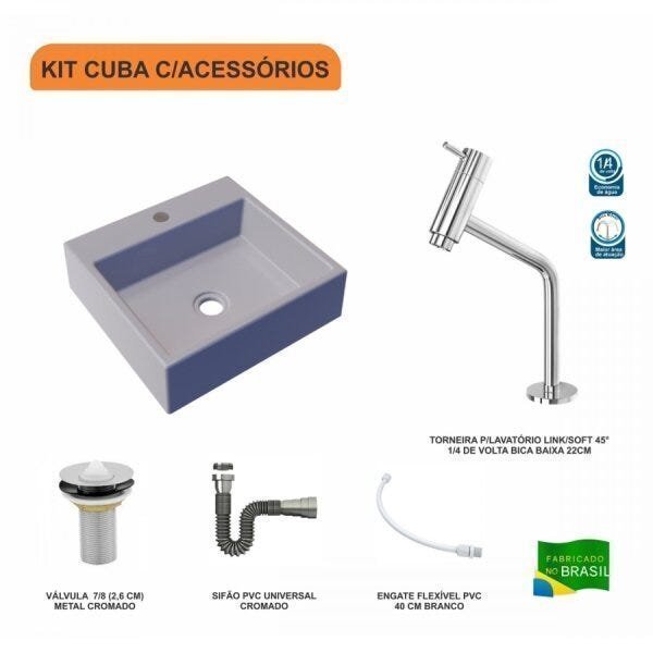 Kit Cuba Q395 Torneira Pratika 1060 Metal Válvula 1 Polegada Sifão Cromado Flexível Compace - 3