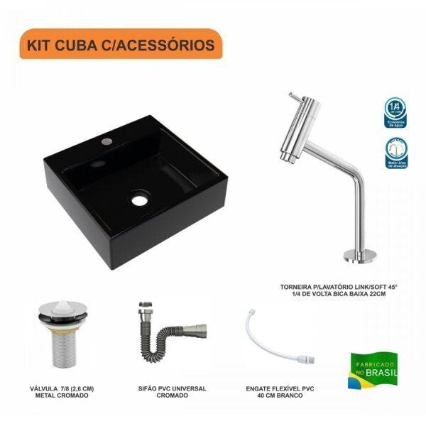 Kit Cuba Q395 Torneira Pratika 1060 Metal Válvula 1 Polegada Sifão Cromado Flexível Compace - 3