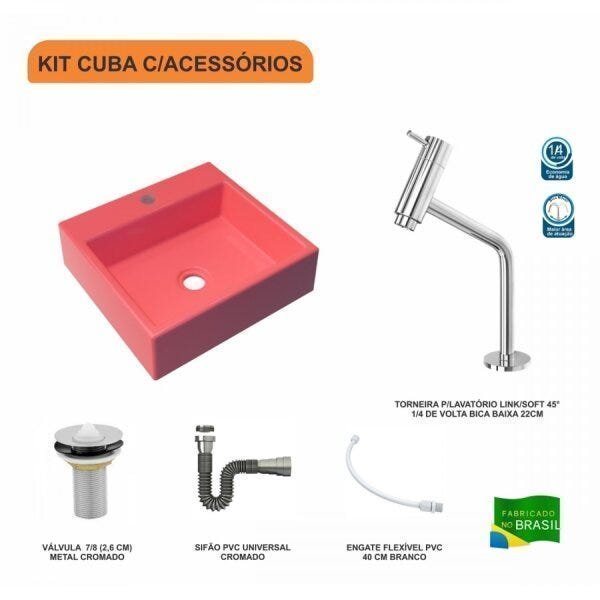Kit Cuba Q395 Torneira Pratika 1060 Metal Válvula 1 Polegada Sifão Cromado Flexível Compace - 3