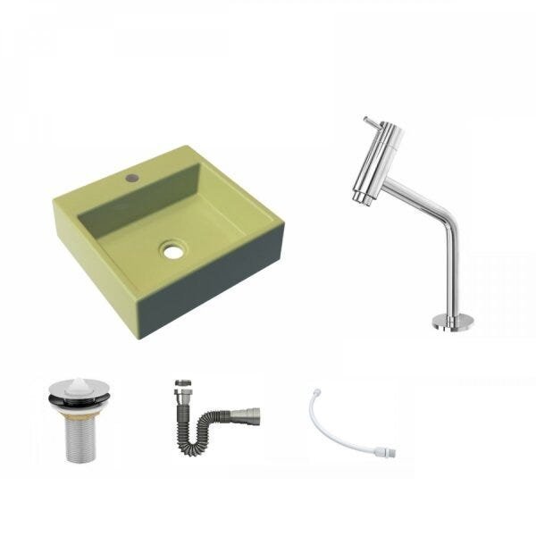 Kit Cuba Q395 Torneira Pratika 1060 Metal Válvula 1 Polegada Sifão Cromado Flexível Compace - 2