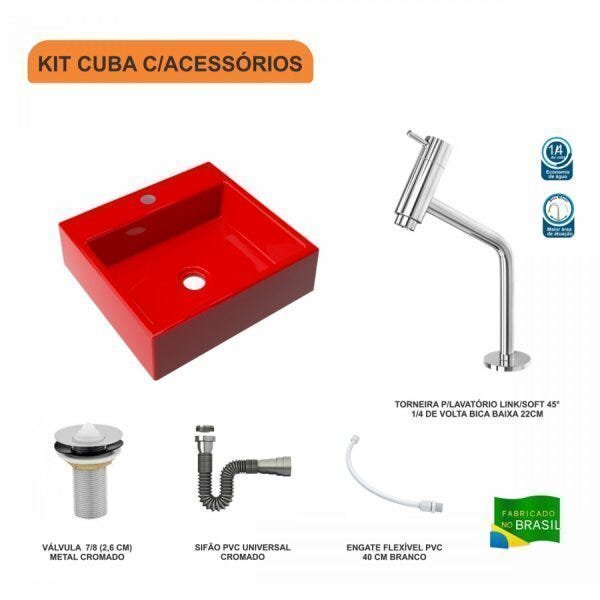 Kit Cuba Q395 Torneira Pratika 1060 Metal Válvula 1 Polegada Sifão Cromado Flexível Compace - 3
