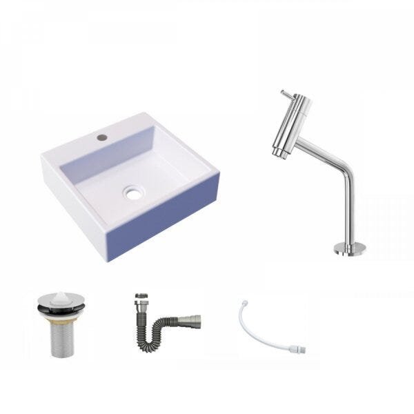 Kit Cuba Q395 Torneira Pratika 1060 Metal Válvula 1 Polegada Sifão Cromado Flexível Compace - 2