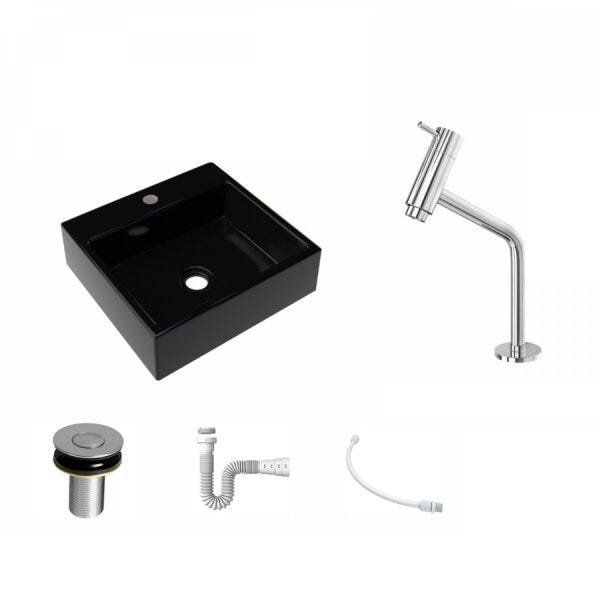 Kit Cuba Q395 Torneira Pratika 1060 Metal Válvula Click 1 Polegada B Sifão PVC Flexível Compace - 2