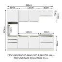 Ver imagem 4 de Armário de Cozinha Completa 260cm Branco Branco Veludo Lux Madesa 01