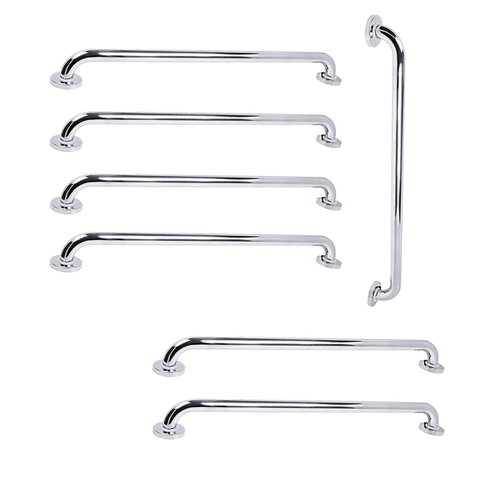 Barra de Apoio 70cm Inox Kit 7 Unidades Banheiro Box Gestante Criança Idoso Suporte Resistente Acess