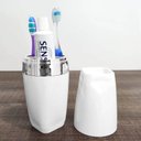 Ver imagem 2 de Kit Banheiro Porta Algodão Saboneteira Escova de Dente Lixeira Basculante 12l Branco