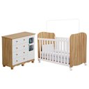 Ver imagem 1 de Jogo de Quarto Infantil Uli Cômoda e Berço Branco Brilho/amêndoa - Móveis Peroba