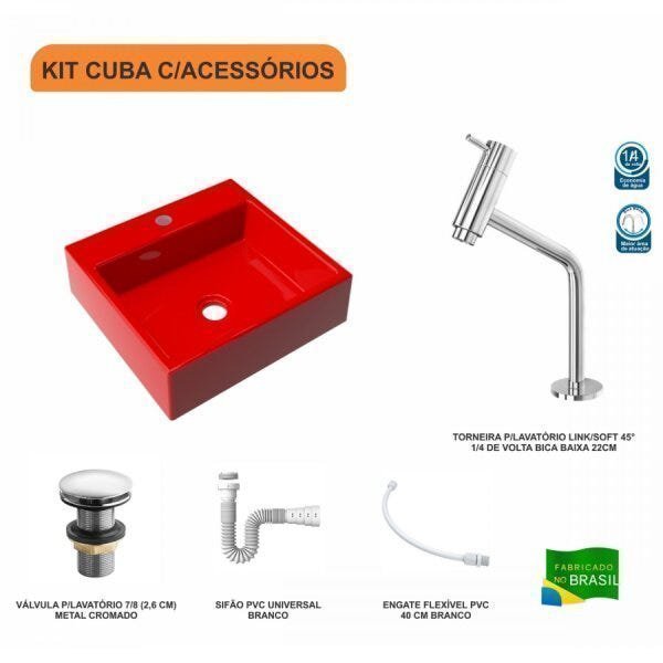 Kit Cuba Q395 Torneira Pratika 1060 Metal Válvula Click 1 Polegada G Sifão Flexível PVC Compace - 3