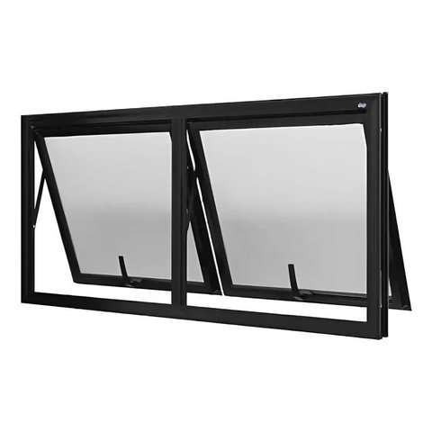 Janela de Alumínio Preto Vitro Máximo Ar 2 Módulos Suprema Cmc Esquadrias Linha Classic-1.20lx1.00a