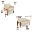 Ver imagem 5 de Sofá 2 Lugares Namoradeira e 2 Poltronas Decorativas Lana Linho Bege para Sala Base de Madeira