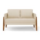 Ver imagem 3 de Sofá 2 Lugares Namoradeira e 2 Poltronas Decorativas Lana Linho Bege para Sala Base de Madeira