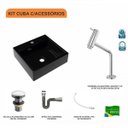 Ver imagem 3 de Kit Cuba Q395 Torneira Pratika 1060 Metal Válvula Click 1 Polegada G Sifão Cromado Flexível Compace