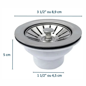 Válvula para Pia de Cozinha Inox 3.1/2" Del Metais