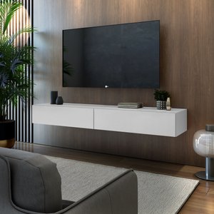 Rack Sala Tv Moderno Suspenso Decoração Escritório Estudo:branco