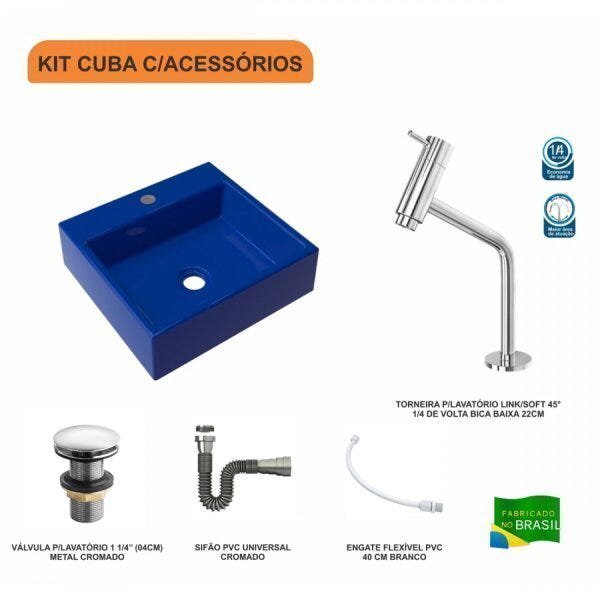 Kit Cuba Q395 Torneira Pratika 1060 Metal Válvula Click 1 1/2 Polegada Sifão Cromado Flexível Compac - 3