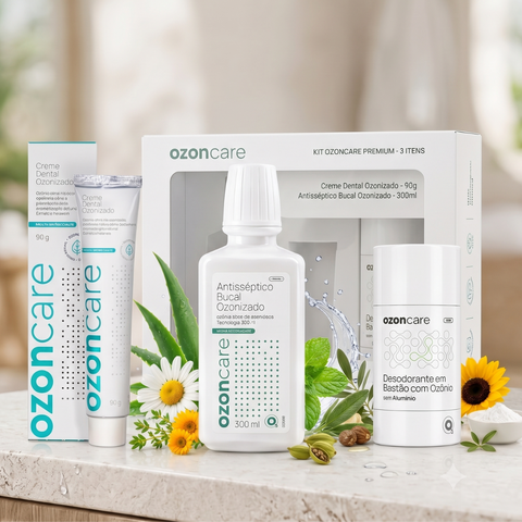 Kit Creme Dental + Enxaguante Bucal + Desodorante Ozonizado