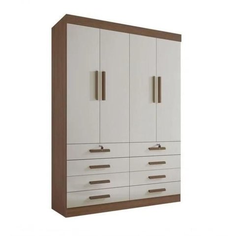 Guarda Roupa Mônaco 4 Portas 8 Gavetas Castanho/off - D Doro