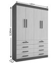 Ver imagem 2 de Guarda Roupa Mônaco 4 Portas 8 Gavetas Castanho/off - D Doro