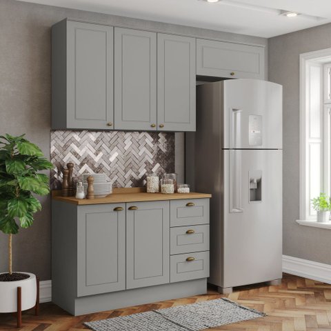 Cozinha Compacta 3 Peças 100% MDF com Tampo Americana Henn