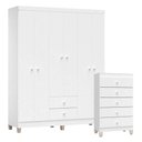 Ver imagem 1 de Cômoda Gaveteiro e Guarda Roupa 6 Portas Ternura Baby Branco Brilho - Incorplac