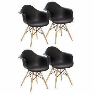 Kit 4 Cadeiras Charles Eames Eiffel com Braço Preta Branca Bege Outras