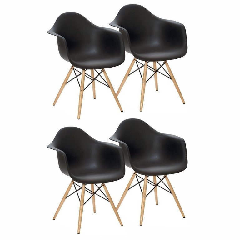 Kit 4 Cadeiras Charles Eames Eiffel com Braço Preta Branca Bege Outras