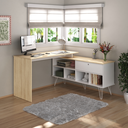 Ver imagem 4 de Mesa em L com 1 Porta Basculante Londres Carvalho Branco