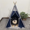Ver imagem 2 de Cabana Pet Camping Cachorro Gato - Algodão Liso - 70x70x84cm - Azul Marinho