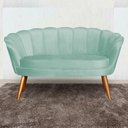 Ver imagem 4 de Poltrona Namoradeira Pétala Veludo Várias Cores Pés de Madeira S.A. Móveis DS Estofados Acqua