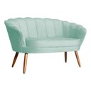 Ver imagem 1 de Poltrona Namoradeira Pétala Veludo Várias Cores Pés de Madeira S.A. Móveis DS Estofados Acqua