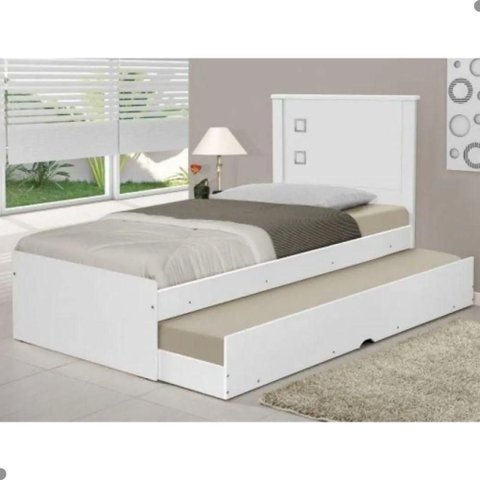 Bicama Solteiro Bella Vista com Cama Auxiliar MDF MDP Branco Tebarrot Móveis