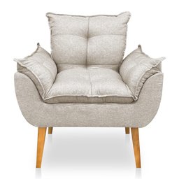 Kit 2 Poltronas Opala Decorativa Luxo Linho Bege Dal Poz Estofados - 3