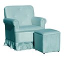 Ver imagem 1 de Poltrona Amamentação com Balanço + Puff Laura Veludo Azul Tiffany