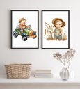 Ver imagem 2 de Kit 2 Quadros Infantis Vintage Unissex 24x18cm:madeira Branca