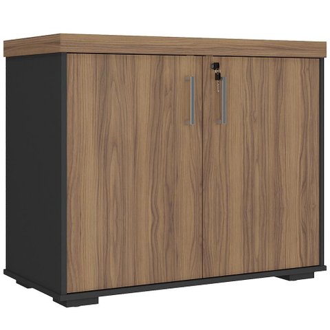 Balcão para Escritório com Chave Office Multiuso Atria Executiva A02 Nogal Preto - Lyam Decor