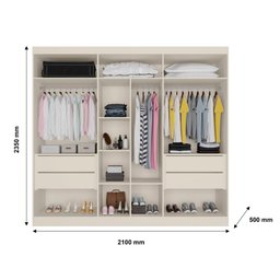 Guarda Roupa Oslo 6 Portas 4 Gavetas com Espelho Mdf - Mademarcs - 4