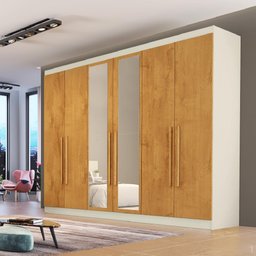 Guarda Roupa Oslo 6 Portas 4 Gavetas com Espelho Mdf - Mademarcs - 1