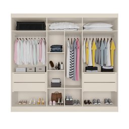Guarda Roupa Oslo 6 Portas 4 Gavetas com Espelho Mdf - Mademarcs - 3